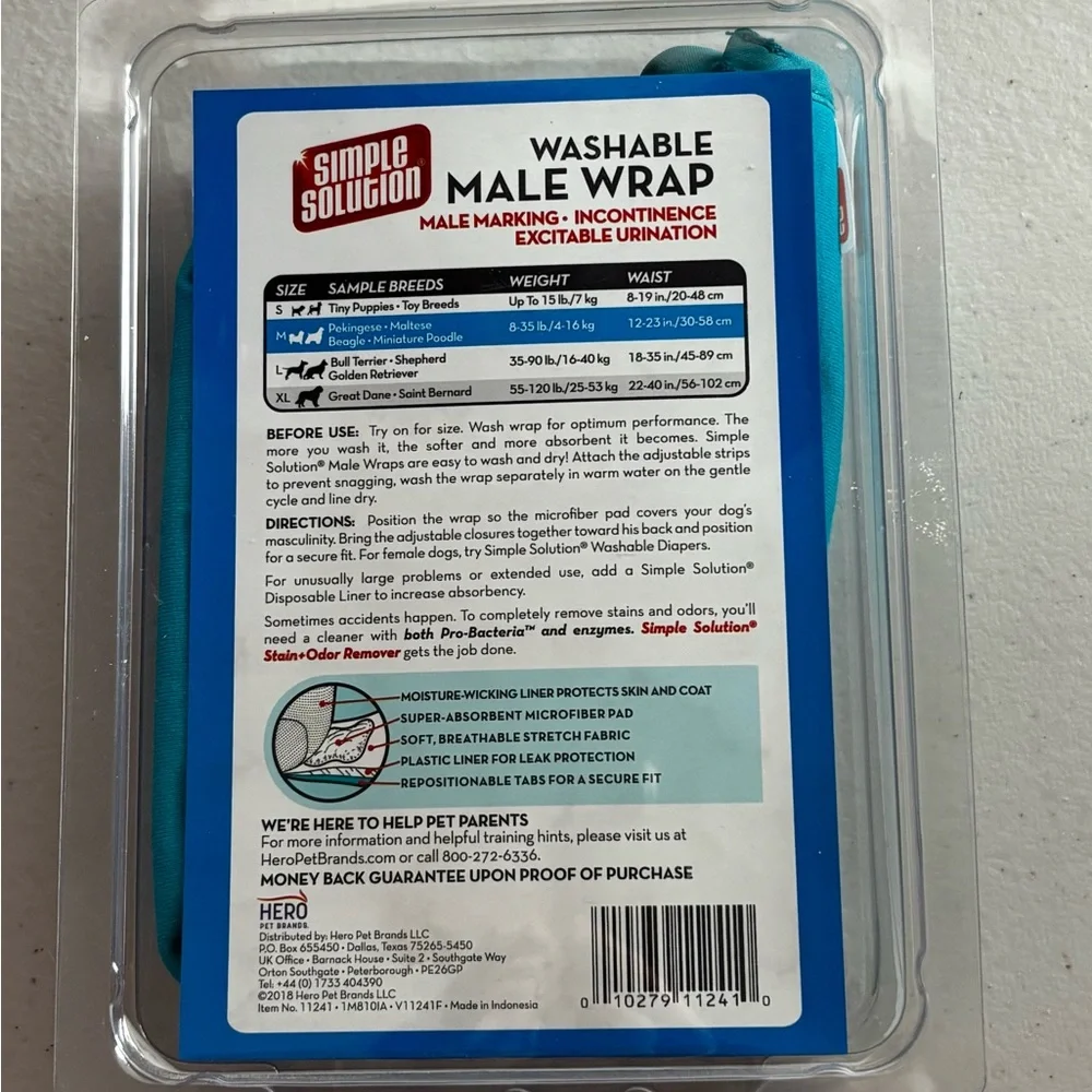 Simple Solution Blue Medium Washable Male Wrap